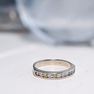 14k White Gold Peridot & Diamond Semi-Eternity Channel Ring